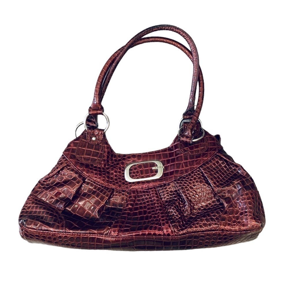 ZECA Croc embossed maroon large 90s Y2K glam mcbling shoulder bag